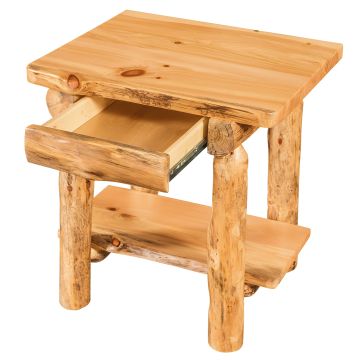 Aspen Highlands Rustic 1 Drawer Log End Table