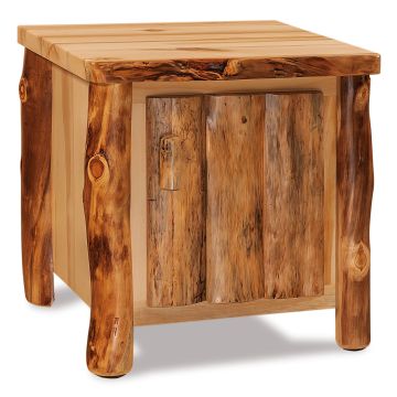 Aspen Highlands Rustic Enclosed Log End Table 