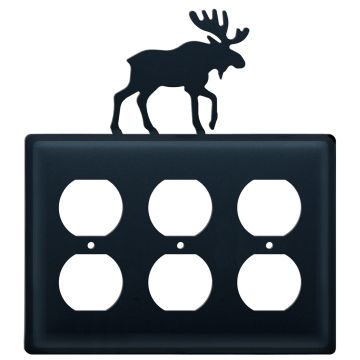 Wrought Iron Moose Triple Outlet Cover