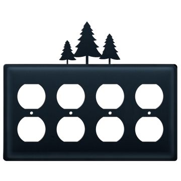 Wrought Iron Pine Quad Outlet Cover