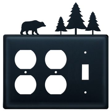 Wrought Iron Bear & Pine Triple Outlet/Outlet/Switch Cover