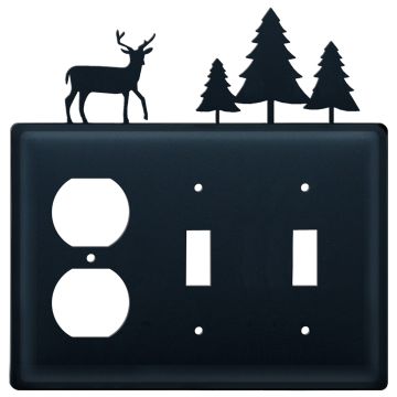 Wrought Iron Dear & Pine Triple Outlet/Switch/Switch Cover