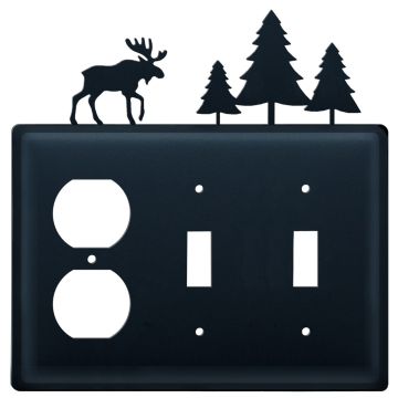 Wrought Iron Moose & Pine Triple Outlet/Switch/Switch Cover