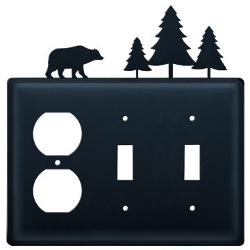 Wrought Iron Bear & Pine Triple Outlet/Switch/Switch Cover
