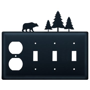 Wrought Iron Bear & Pine Quad Outlet/Switch/Switch/Switch Cover