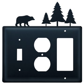 Wrought Iron Bear & Pine Triple Switch/Outlet/GFI Cover
