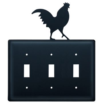 Wrought Iron Rooster Triple Switch Cover