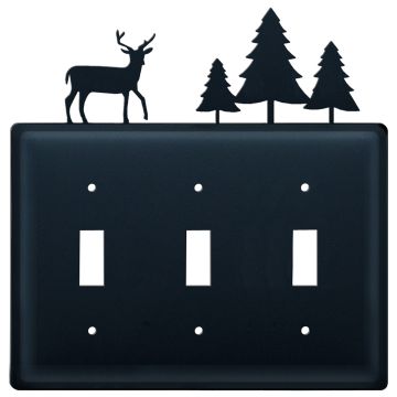 Wrought Iron Deer & Pine Triple Switch Cover