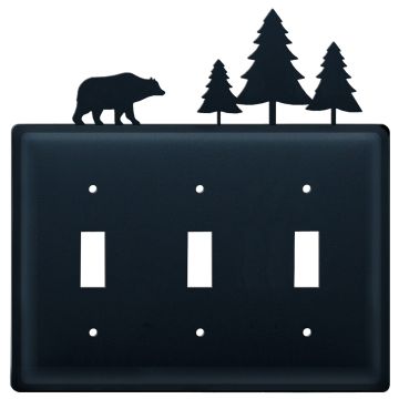 Wrought Iron Bear & Pine Triple Switch Cover