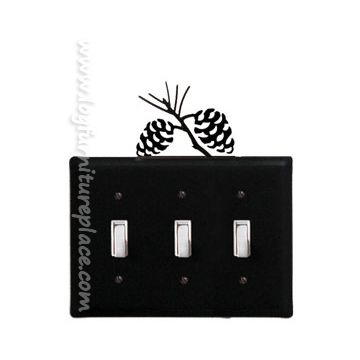 Wrought Iron Pinecone Triple Switch Cover