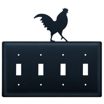 Wrought Iron Rooster Quad Switch Cover