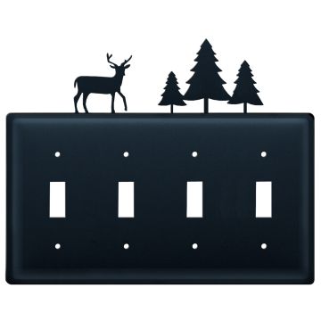 Wrought Iron Deer & Pine Quad Switch Cover