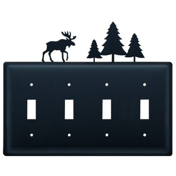 Wrought Iron Moose & Pine Quad Switch Cover