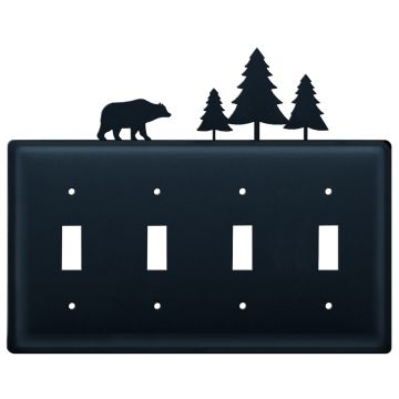 Wrought Iron Bear & Pine Quad Switch Cover