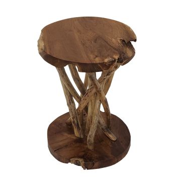 Rustic Round Natural Wood Branch End Tables