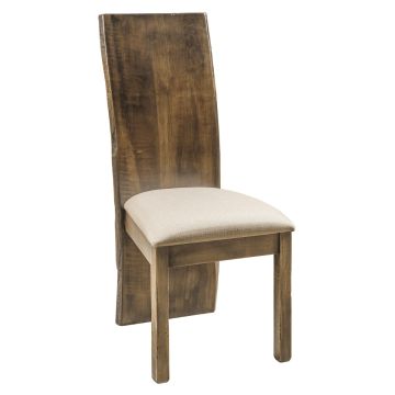 Evergreen Single Bend Dining Chair - Bel Air Finish - Linen Fabric Upholstered Seat