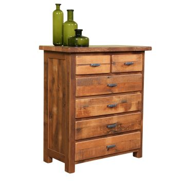 Rustic Farmstead Barn Wood Chest of Drawers - 6 Drawer - Clear Finish