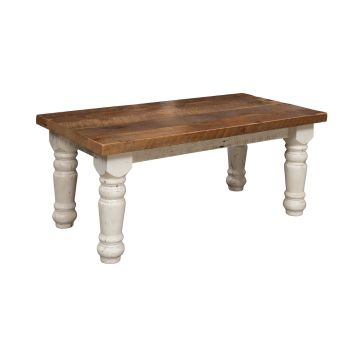 Classic Farmhouse Barn Wood Coffee Table - Distressed Pearl Finish
