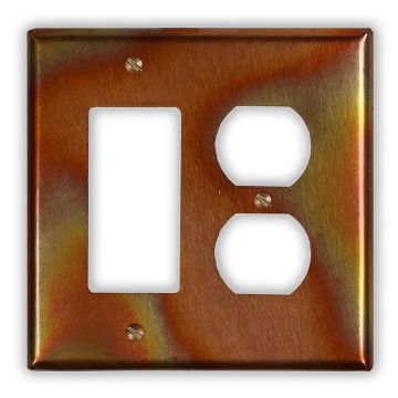 Flamed 1 Rocker/GFI 1 Outlet Copper Switch Plate