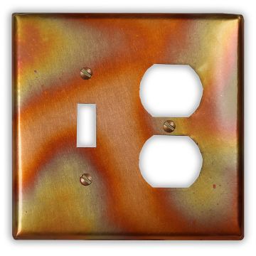 Flamed 1 Toggle 1 Outlet Copper Switch Plate