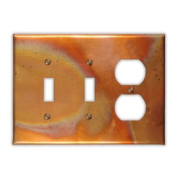 Flamed 2 Toggle 1 Outlet Copper Switch Plate