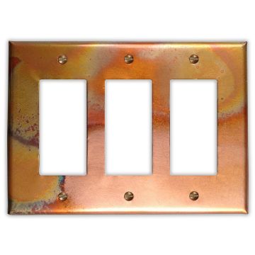 Flamed 3 Rocker/GFI Copper Switch Plate