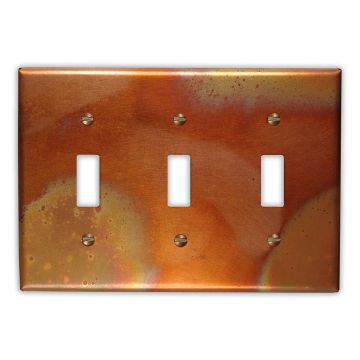 Flamed 3 Toggle Copper Switch Plate