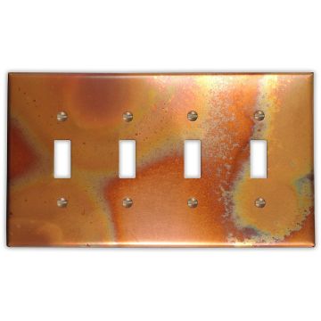 Flamed 4 Toggle Copper Switch Plate