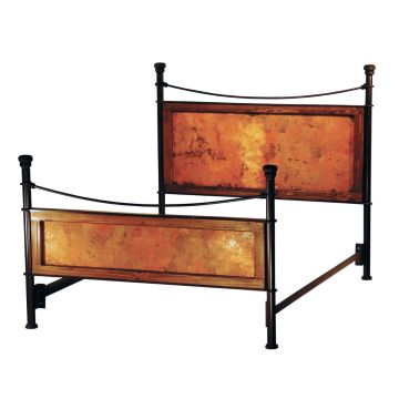 Forged Iron Reclaimed Copper Panel Bed