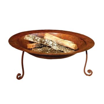 Forged Iron Scroll Base Hammered Copper Fire Pit