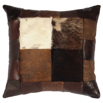 Four Square Patchwork Leather Decor Pillow