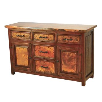 Francisco Hammered Copper 2 Door 5 Drawer Buffet