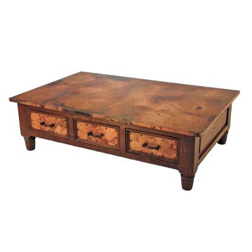 French Hammered Copper 6 Drawer Coffee Table