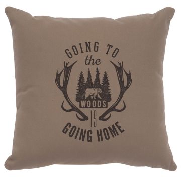 Going to The Woods Image Decor Pillow - Taupe Cotton