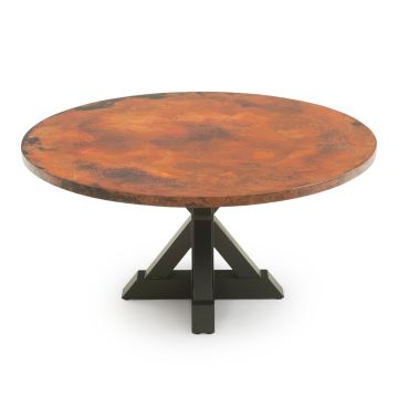 Hammered Copper Pedestal Dining Table