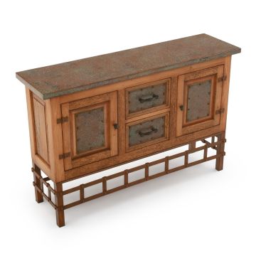 Hand Hammered Copper Console - Verde Hammered Copper