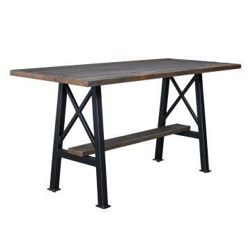 Highbridge Industrial Barn Wood Pub Table - X Design - Light Brown Table Top Finish