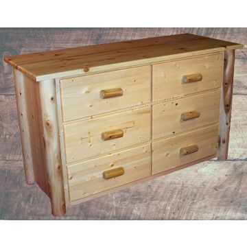 Hidden Lake 6 Drawer Log Dresser--Clear Finish