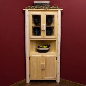 Hidden Lake Log Corner Cabinet--Clear finish