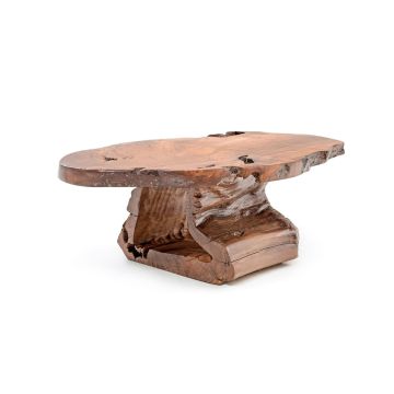 Rustic Coffee Table with Hollow Log Base