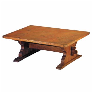 Hourglass Trestle Hammered Copper Coffee Table