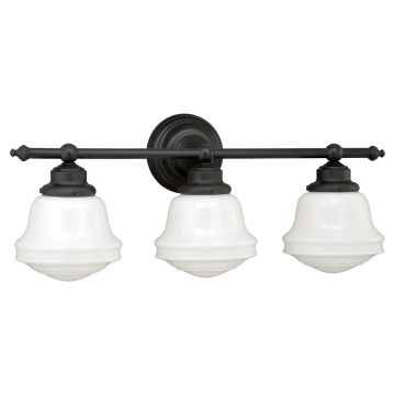 Huntley 3-Light Milk Glass Oil Rubbed Bronze Vanity Light
