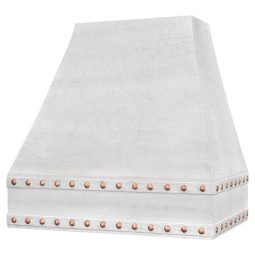 36" Correa Glazed White Hammered Copper 1250 CFM Wall Mounted Range Hood