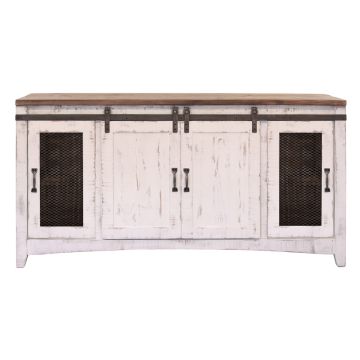 Pueblo Farmhouse TV Stand - White