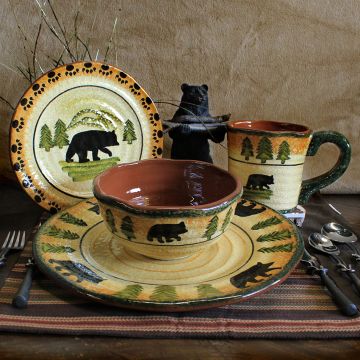 Black Bear Stoneware Dinnerware Set