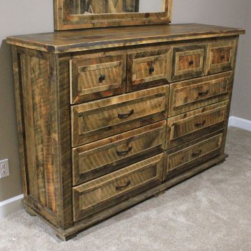Rural Root 10 Drawer Weathered Dresser--Vintage Whiskey finish
