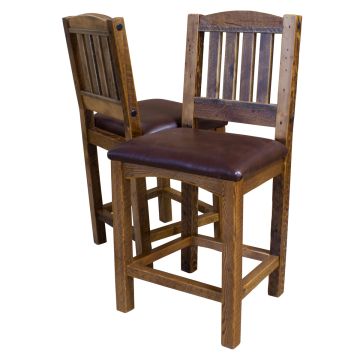 Old Sawmill Farmhouse Barnwood Bar Stool--Clear Finish