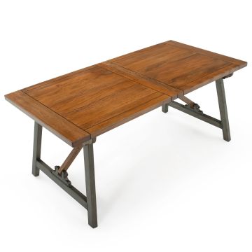 Industrial Natural Wood Extending Dining Table