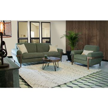 Lost Brown Upholstered Collection, Shown in Olive Fabric