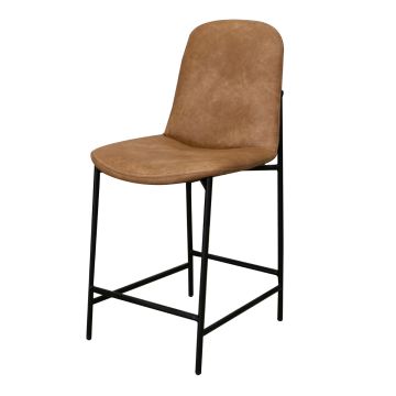 Modern Luxe Counter Stool, Cognac Fabric Leather